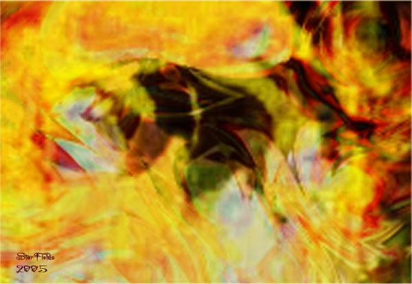 Fire Fish by StarFields (Silvia Hartmann) Abstract Visionary Art Painting Image Large Size