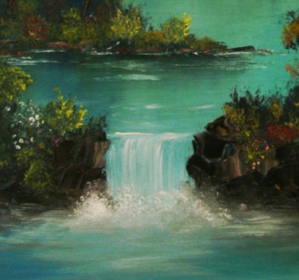 Bob Ross Fantasy Waterfall Detail