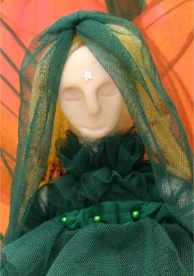 Art doll swamp witch closeup