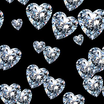 Diamond Hearts Black Large Seamless Background Fill