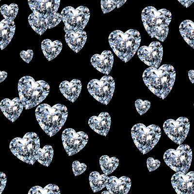  Diamond Hearts On Black Seamless Background Fill