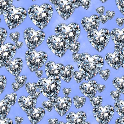 Diamond Hearts Blue Seamless Background Fill