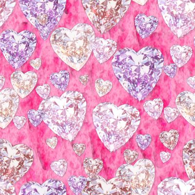 Pink Diamond Hearts Seamless Background Fill