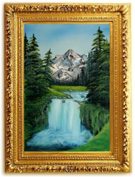 Bob Ross Tribute Painting - Valley Waterfall by SFX