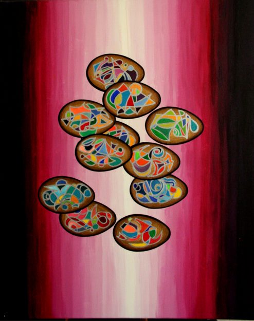 11 Mysterious Flying Eggs - Symbol Painting by StarFields, April 2004