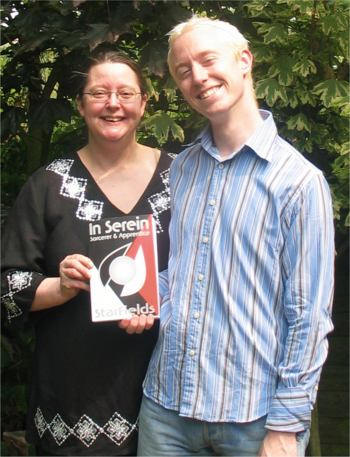 Silvia Hartmann & Alex Kent with the first ever hard copy of In Serein Book 1